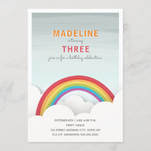 Convites Festa de aniversário das Nuvens do Céu do Arco-Íri