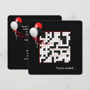 Convites Festa de aniversário das palavras cruzadas e dos