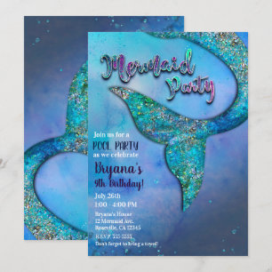 Convites Festa de aniversário das unhas da Sereia do Oceano