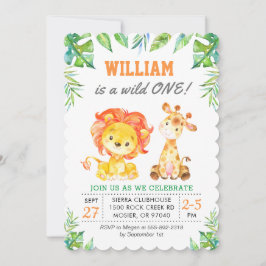 Convites Festa de Aniversário de 1º Ano do Menino Safari Ve