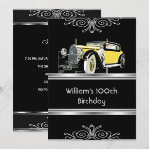 Convites Festa de Aniversário de 100 anos do Homem Carro Pr