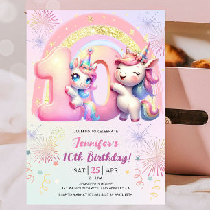 Convites Festa de Aniversário de 10 anos das Meninas Unicór