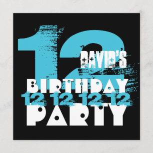 Convites Festa de aniversário de 11 AZUL e NEGRA de 12 anos