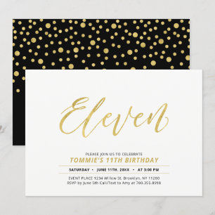 Convites Festa de aniversário de 11 simples e simples Dour