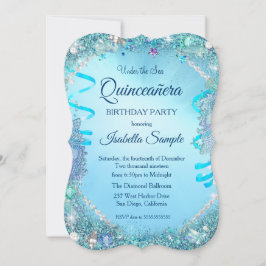 Convites Festa de Aniversário de 15 Anos Quinceanera Azul S