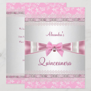 Convites Festa de Aniversário de 15 Anos Quinceanera Rosa F