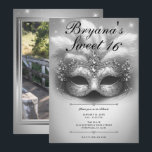 Convites Festa de Aniversário de 16 Anos com Máscara de Pra<br><div class="desc">Personalize da maneira que quiser.

Substitua a foto na parte de trás com a sua própria foto ou remova a foto completamente.</div>