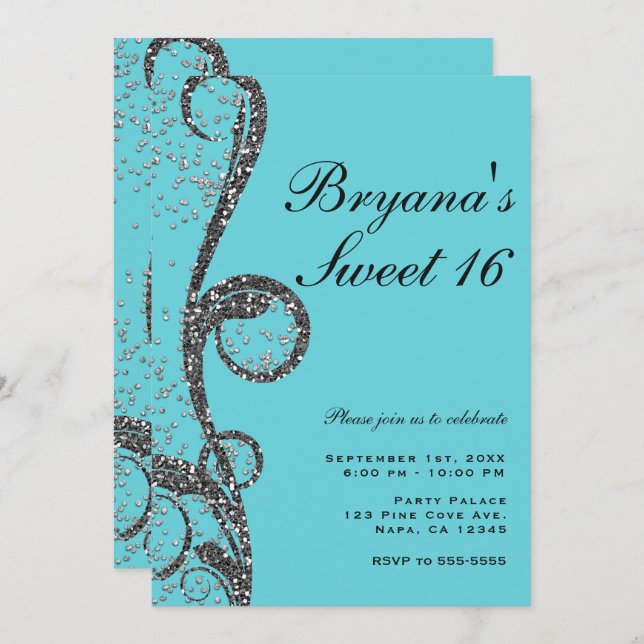 Convites Festa de Aniversário de 16 anos com Redemoinho de  (Frente/Verso)