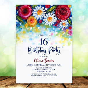 Convites Festa de Aniversário de 16 Anos com Tema Floral Co