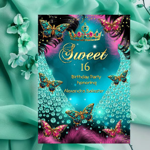 Convites Festa de aniversário de 16 anos doce Borboletas Ro