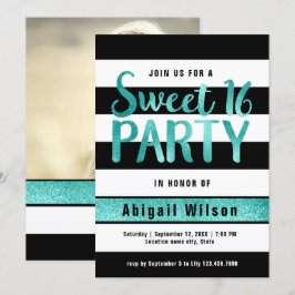 Convites festa de aniversário de 16 anos, doce e preto