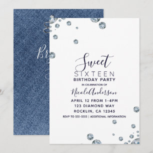 Convites Festa de Aniversário de 16 Anos Jean Denim & Diamo