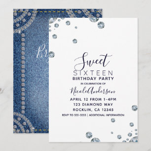 Convites Festa de Aniversário de 16 Anos Jean Denim & Diamo