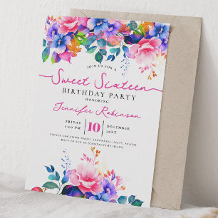 Convites Festa de Aniversário de 16 Anos Menina Floral Arco