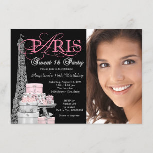 Convites Festa de Aniversário de 16 Anos Pink Paris