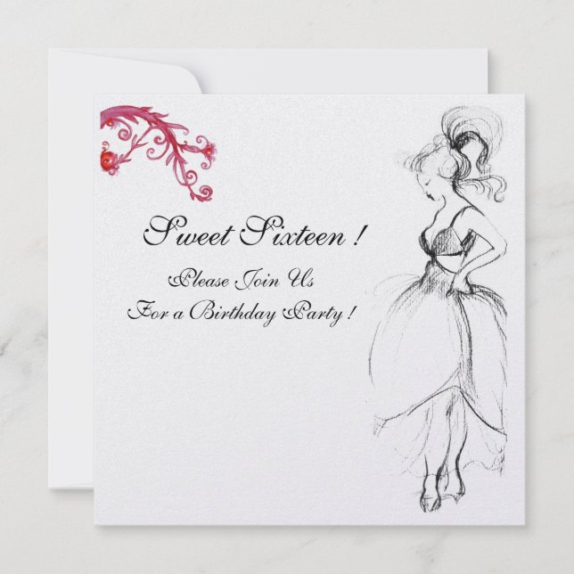Convites FESTA DE ANIVERSÁRIO DE 16 ANOS Redemoinhos Vermel (Frente)