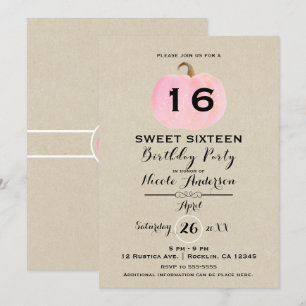 Convites Festa de Aniversário de 16 Anos Rústica Abóbora Ro