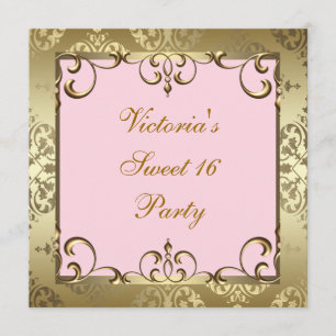 Convites Festa de Aniversário de 16 anos Sweet 16 Dourado R