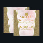 Convites Festa de Aniversário de 16 Anos Sweet Glam Glitter<br><div class="desc">Convites de Festa de Aniversário de 16 Anos Sweet Glam Glitter Rosa e Dourado.</div>