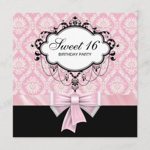 Convites Festa de Aniversário de 16 Anos Sweet Rosa Preto D