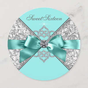 Convites Festa de Aniversário de 16 Anos Sweet Teal Azul Di
