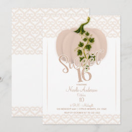 Convites Festa de Aniversário de 16 Anos Tema Abóbora Rosa 
