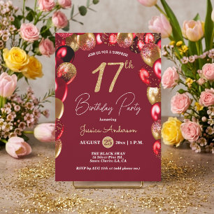Convites Festa de Aniversário de 17 anos Surpresa Dourado G