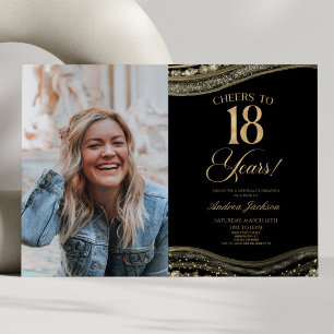 Convites Festa de Aniversário de 18 Anos com Imagem de Ágat