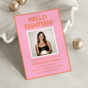 Convites Festa de Aniversário de 18 Anos Cor-de-Rosa Laranj