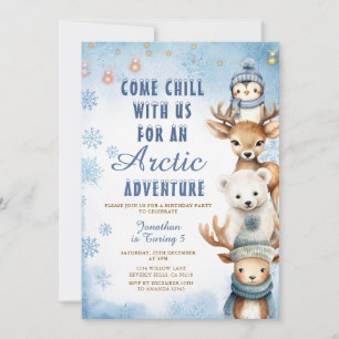 Convites Festa de Aniversário de 1 Ano Animais Aventura Árt