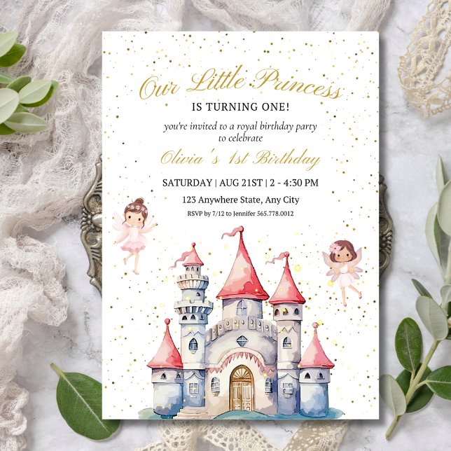 Convites Festa de Aniversário de 1 ano da Princesa Meninas  (Criador carregado)