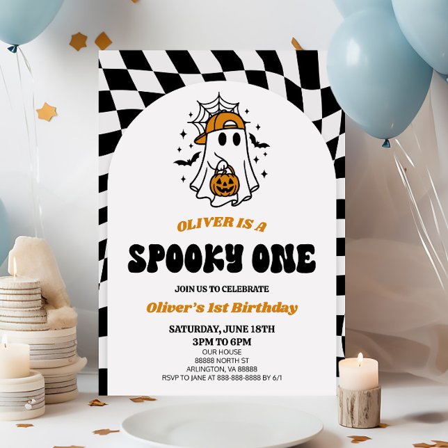 Convites Festa de Aniversário de 1 Ano Spooky One Halloween (Criador carregado)