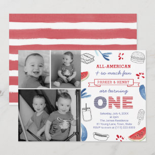 Convites Festa de Aniversário de 1 Ano Totalmente Americana