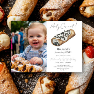 Convites Festa de Aniversário de 1 ano Watercolor Cannoli