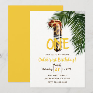 Convites Festa de Aniversário de 1 Um Ano com Estampa de An