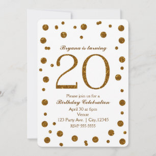 Convites Festa de Aniversário de 20 anos com Pontos Brilhan