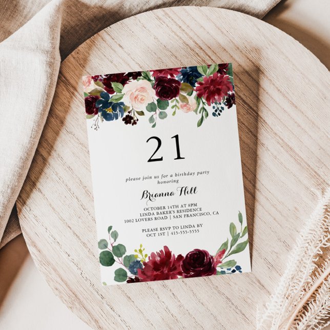 Convites Festa de aniversário de 21 anos da Caligrafia Mode (Criador carregado)