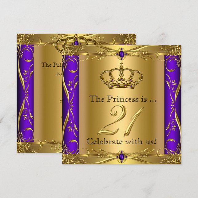 Convites Festa de Aniversário de 21 anos da Princesa Regal  (Frente/Verso)