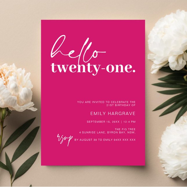 Convites Festa de aniversário de 21 anos de Alô Rosa Quente (Criador carregado)