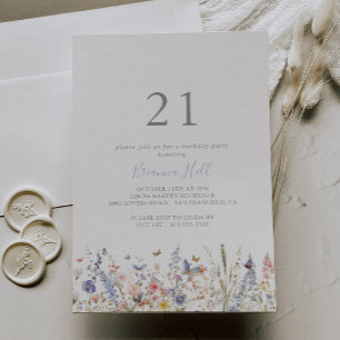 Convites Festa de aniversário de 21 anos de Flor Selvagem d