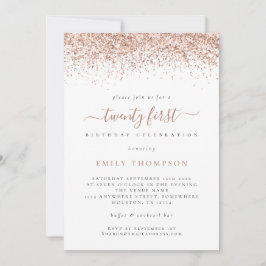 Convites Festa de aniversário de 21 anos de Script Glitter