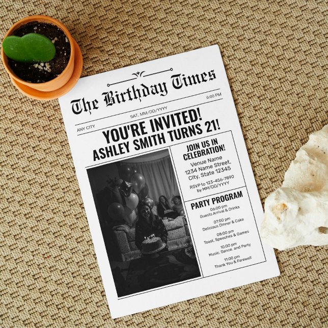 Convites Festa de aniversário de 21 anos do Estilo de Jorna (Criador carregado)