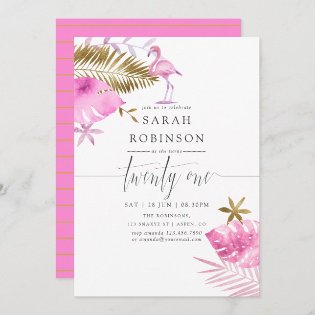 Convites Festa de Aniversário de 21 Anos do Flamingo Tropic (Frente/Verso)