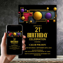 Festa de Aniversário de 21 Anos Geométrica Colorid