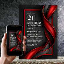 Festa de Aniversário de 21 Anos Moderna Preta e Ve