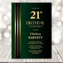 Festa de Aniversário de 21 anos Preto Verde com Li