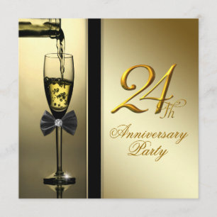 Convites Festa de aniversário de 24 anos Elegant Gold Champ