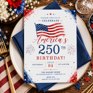 Convites Festa de Aniversário de 250 anos dos EUA América e