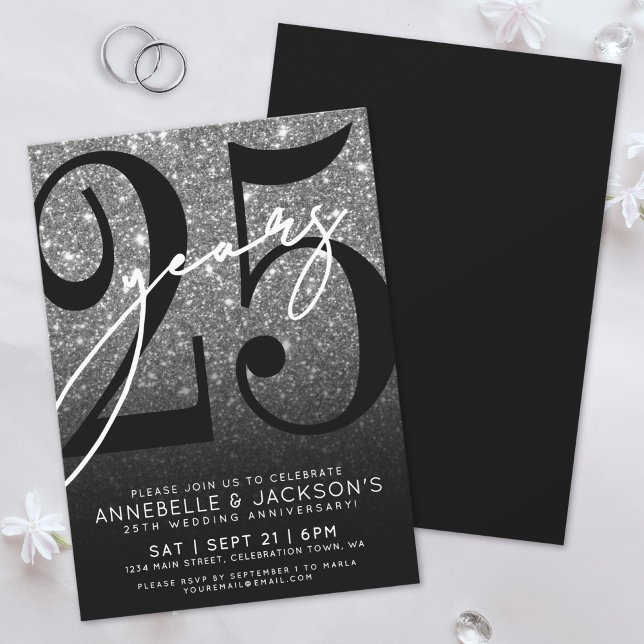 Convites Festa de Aniversário de 25 anos da Silver (Silver 25th Anniversary Party Invitation)