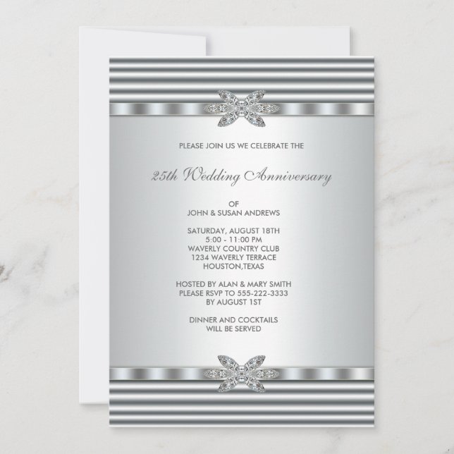 Convites Festa de Aniversário de 25 anos da Silver Diamond (Frente)